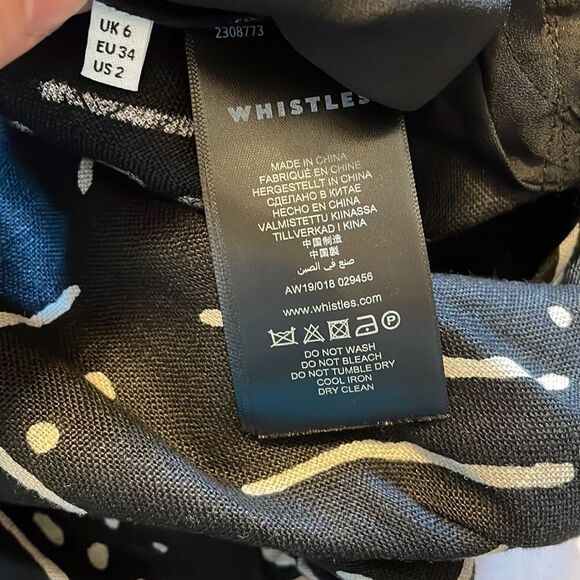 Whistles Etta Linen Jumpsuit Black White Kuba Print - Picture 6 of 7